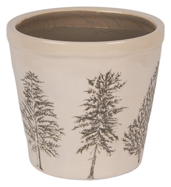Keramický květináč se vzorem jehličnatých stromů Natural Pine Trees M – 15x14 cm