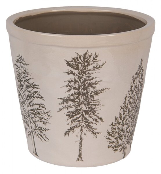Keramický květináč se vzorem jehličnatých stromů Natural Pine Trees XL – 21x20 cm