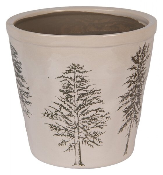 Keramický květináč se vzorem jehličnatých stromů Natural Pine Trees XL – 21x20 cm