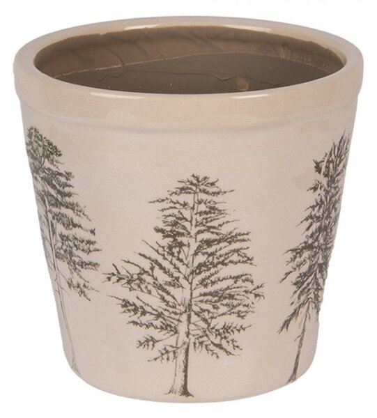 Keramický květináč se vzorem jehličnatých stromů Natural Pine Trees M – 15x14 cm