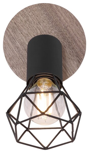 Bodové svítidlo XARA 8 černý kov/dřevo