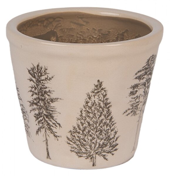 Keramický květináč se vzorem jehličnatých stromů Natural Pine Trees S – 12x11 cm