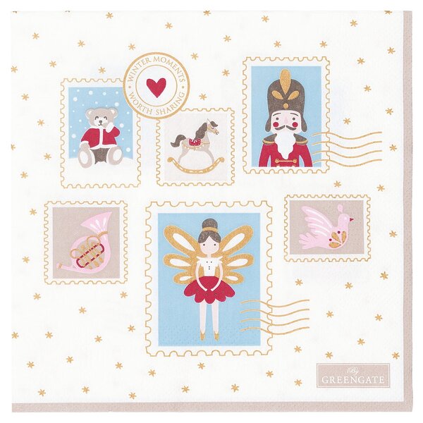 Papírové ubrousky Xmas letter white – 20 ks