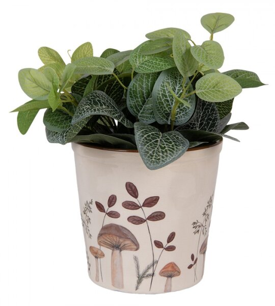 Keramický květináč s podzimním motivem přírody a houbiček Little Fall Jewels L – 17x16 cm