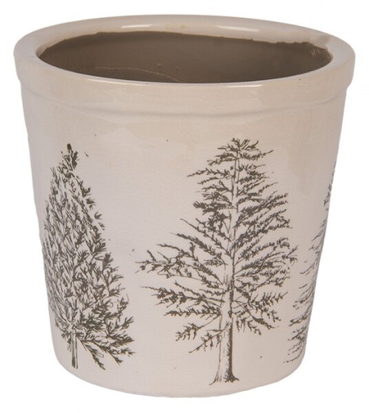 Keramický květináč se vzorem jehličnatých stromů Natural Pine Trees L – 17x16 cm