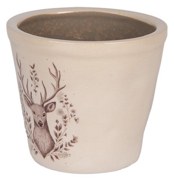 Keramický květináč s motivem jelena Gentle Wilderness S – 12x11 cm