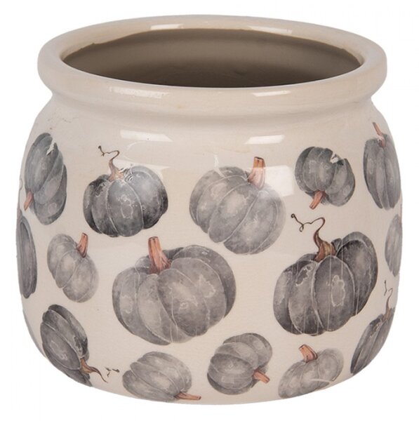 Keramický květináč s motivem dýně Country-Style Pumpkin M – 16x13 cm