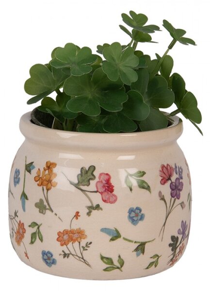 Keramický květináč se vzorem lučních kvítků Colourful Flowers S – 12x10 cm