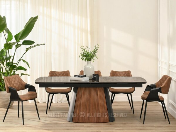 Designová jídelní židle NENET - černá / hnědá