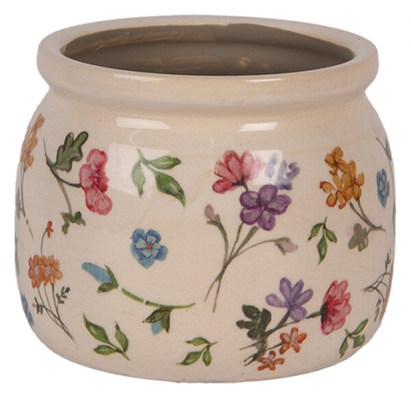 Keramický květináč se vzorem lučních kvítků Colourful Flowers S – 12x10 cm