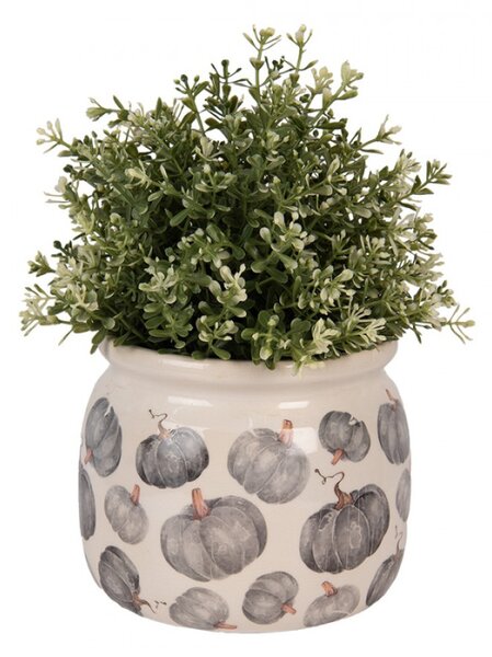 Keramický květináč s motivem dýně Country-Style Pumpkin M – 16x13 cm