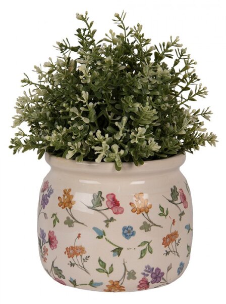 Keramický květináč se vzorem lučních kvítků Colourful Flowers M – 16x13 cm
