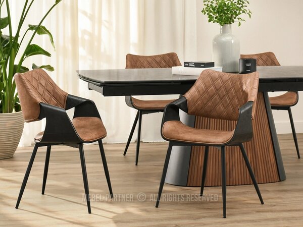Designová jídelní židle NENET - černá / hnědá