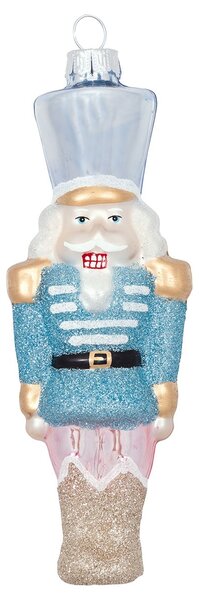 Vánoční ozdoba Nutcracker Pale blue glitter 15 cm