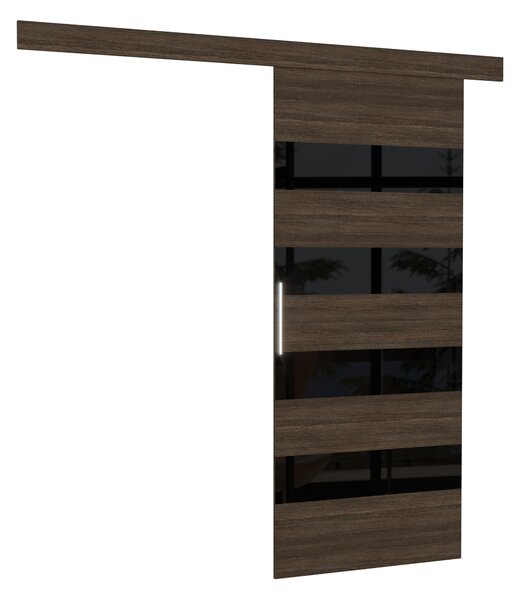 Posuvné dveře 86 cm EABRIX - tmavě hnědé / černé sklo