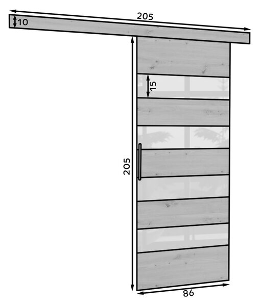 Posuvné dveře 86 cm EABRIX - tmavě hnědé / bílé sklo