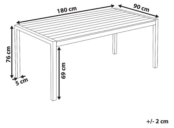Zahradní jídelní stůl VERNIO 180 cm 90 cm Kov Černá/Stříbrná