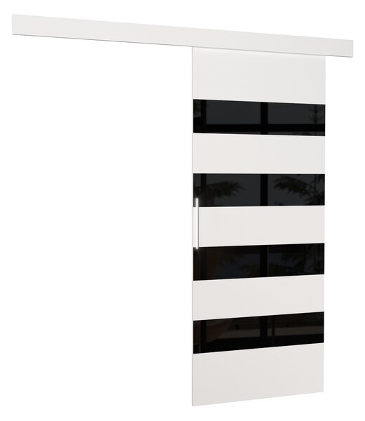 Posuvné dveře 86 cm EABRIX - bílé / černé sklo