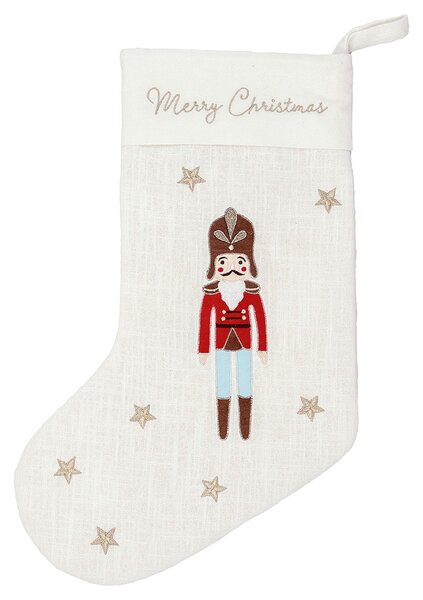 Vánoční punčocha Nutcracker White Embroidered