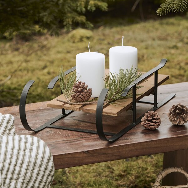 Dekorativní sáně Black Wooden Seat Small