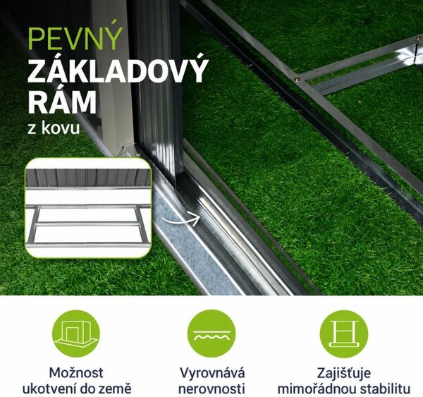 Kovový zahradní domek na nářadí 280 × 196 × 190 cm, 9 m³