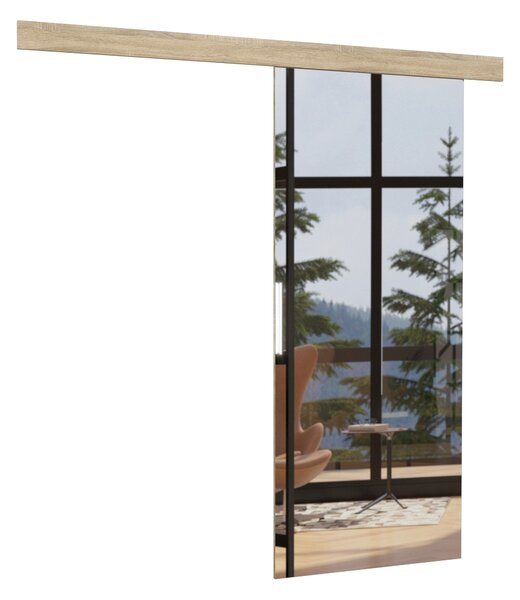 Posuvné dveře se zrcadlem 86 cm BADLIA - dub sonoma