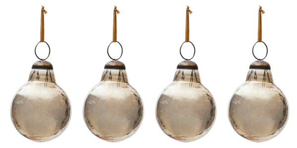 Set čtyř hnědých skleněných vánočních ozdob Kave Home Piril 6 cm