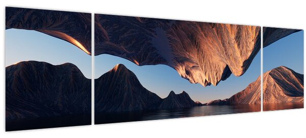 Obraz - 3D útesy (170x50 cm)