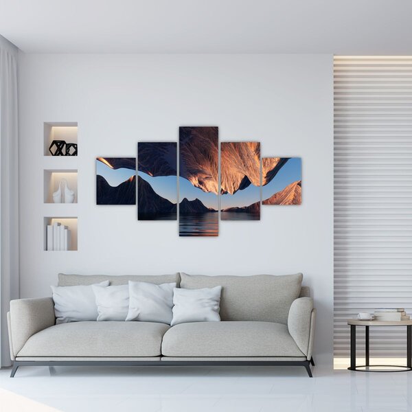 Obraz - 3D útesy (125x70 cm)
