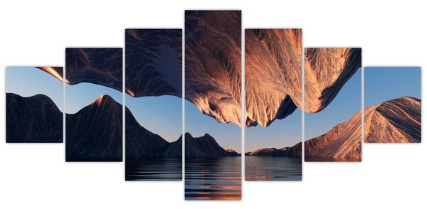 Obraz - 3D útesy (210x100 cm)