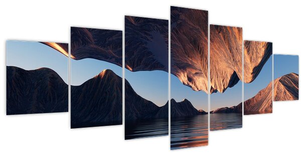 Obraz - 3D útesy (210x100 cm)
