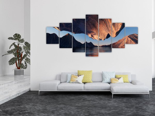 Obraz - 3D útesy (210x100 cm)