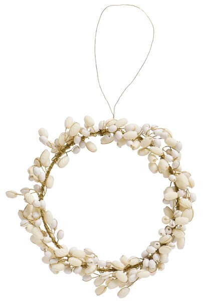 Dekorativní korálkový věneček White Beads Ø 8 cm