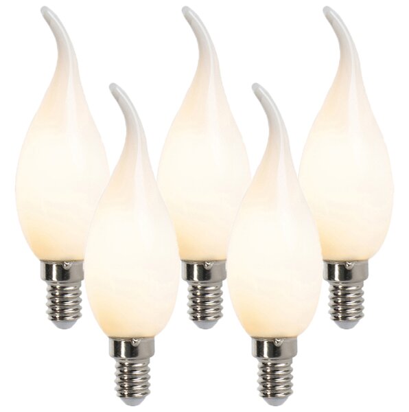 Sada 5 E14 stmívatelných LED filamentových svíček F35 matných 3W