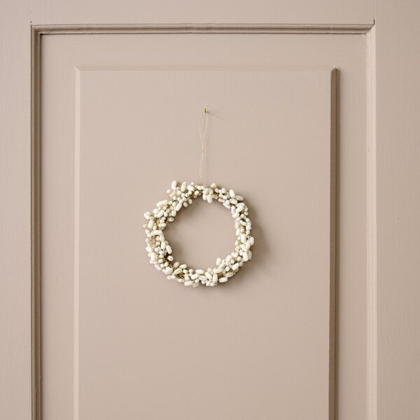 Dekorativní korálkový věneček White Beads Ø 8 cm