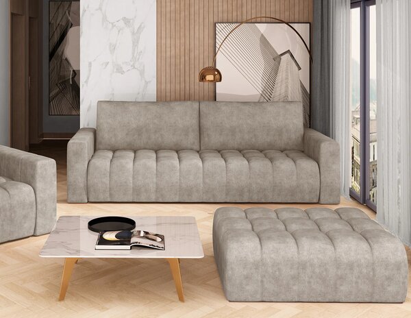 Designový taburet ILANIS - béžová eko kůže