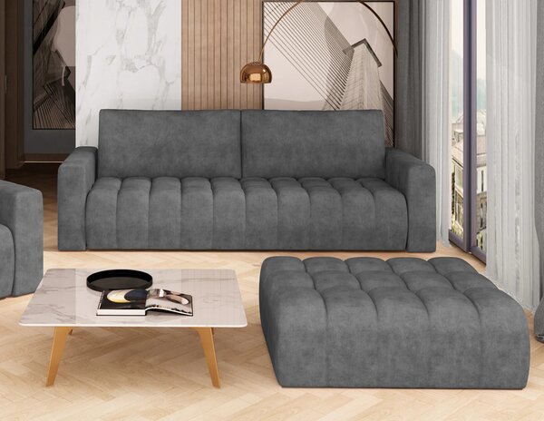 Designový taburet ILANIS - šedá eko kůže