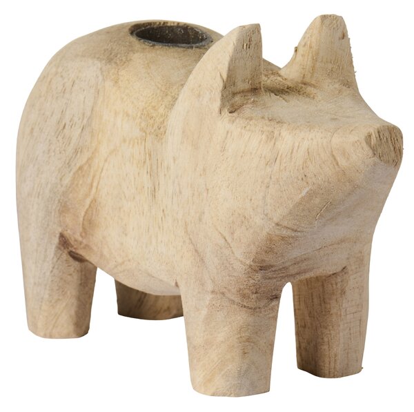Dřevěný svícen Nature Pig – menší