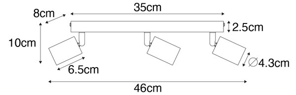 Moderní bodové svítidlo bílé obdélníkové 3-světlo - Facil