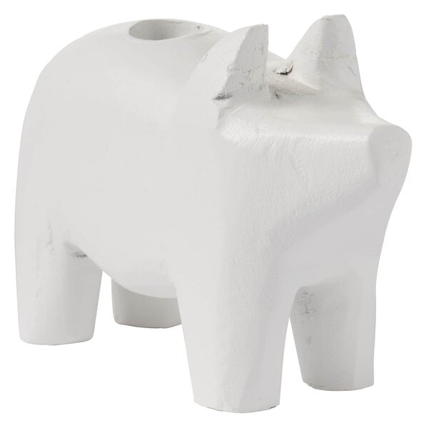 Dřevěný svícen White Pig – menší