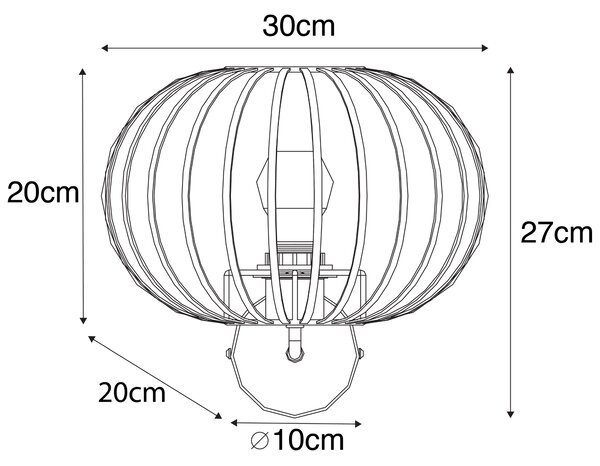 Designová nástěnná lampa rezavě hnědá 30 cm - Johanna