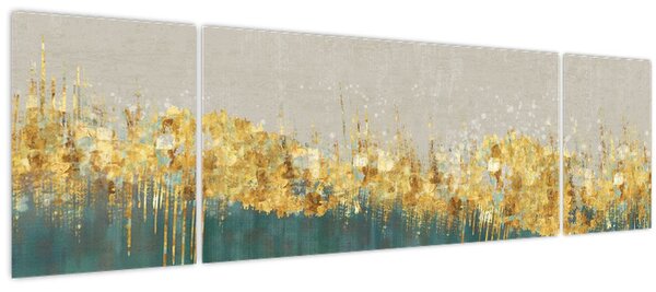 Obraz - Textrura se zlatým dekorem (170x50 cm)