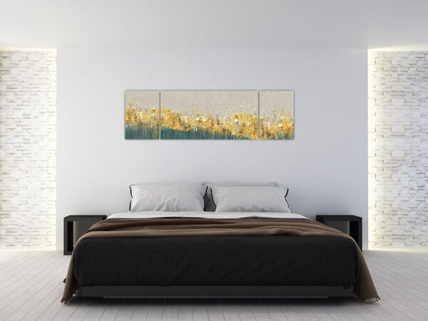 Obraz - Textrura se zlatým dekorem (170x50 cm)