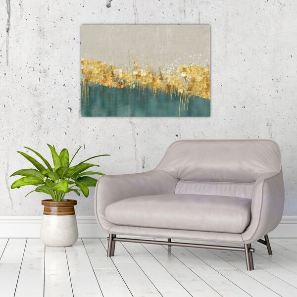 Obraz - Textrura se zlatým dekorem (70x50 cm)