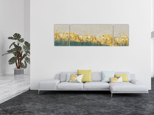 Obraz - Textrura se zlatým dekorem (170x50 cm)
