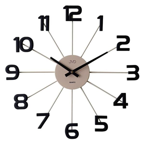 JVD Designové kovové černo-hnědé paprskovité hodiny JVD HT119.1 ( )