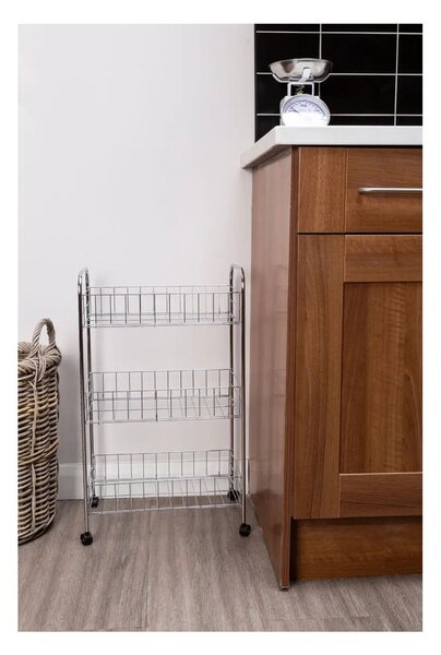 Kovový pojízdný regál ve stříbrné barvě 36x64 cm – Premier Housewares