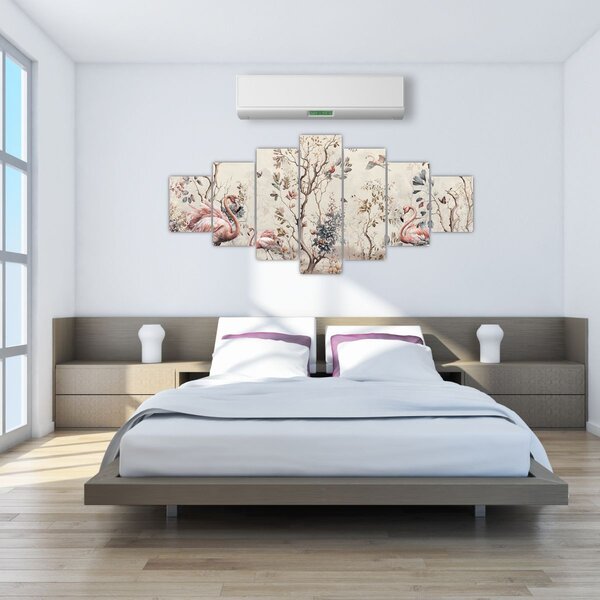 Obraz - Kresba plameňáků (210x100 cm)