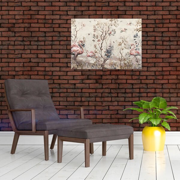 Obraz - Kresba plameňáků (70x50 cm)