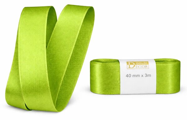 Stuha taftová Pea Green hráškově zelená 40mm x 3m (8,-Kč/m)